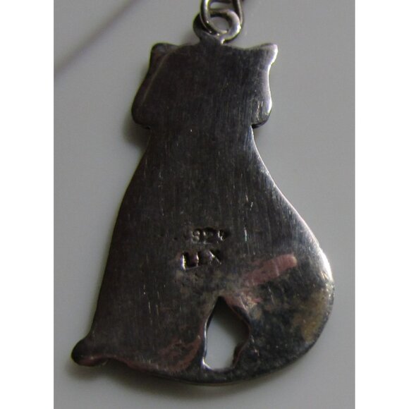 Sterling Silver Cat  Dangling Drop  Earrings Repousse  Kitten  LEX  925 - Picture 3 of 3